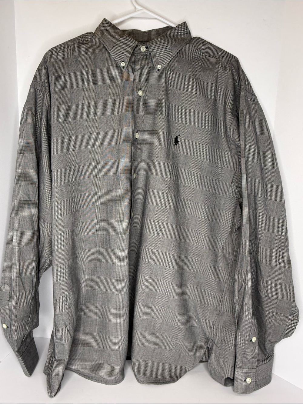 Ralph Lauren Gray Glen Plaid Button-Down Dress Shirt Excellent VTG 90’s